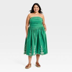 Universal Thread - Women's Strapless Midi Sundress - Universal Thread Green